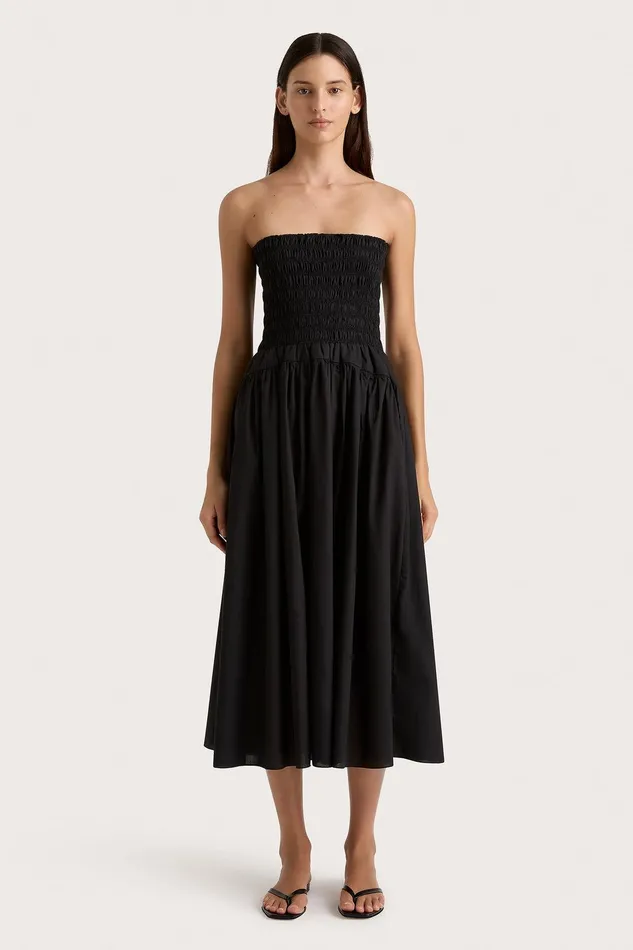 Women Lida Midi Dress Black Faithfull The Brand Dresses