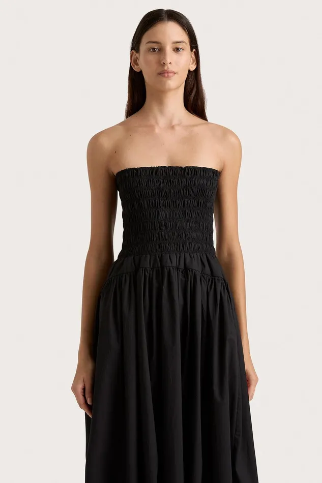 Women Lida Midi Dress Black Faithfull The Brand Dresses Women Lida Midi Dress Black Faithfull The Brand Dresses