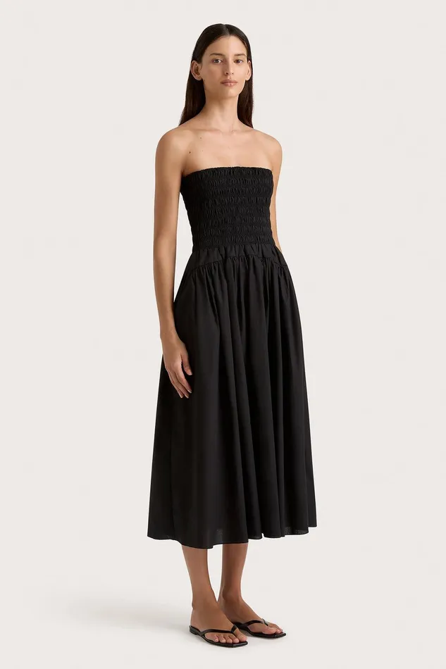 Women Lida Midi Dress Black Faithfull The Brand Dresses Women Lida Midi Dress Black Faithfull The Brand Dresses