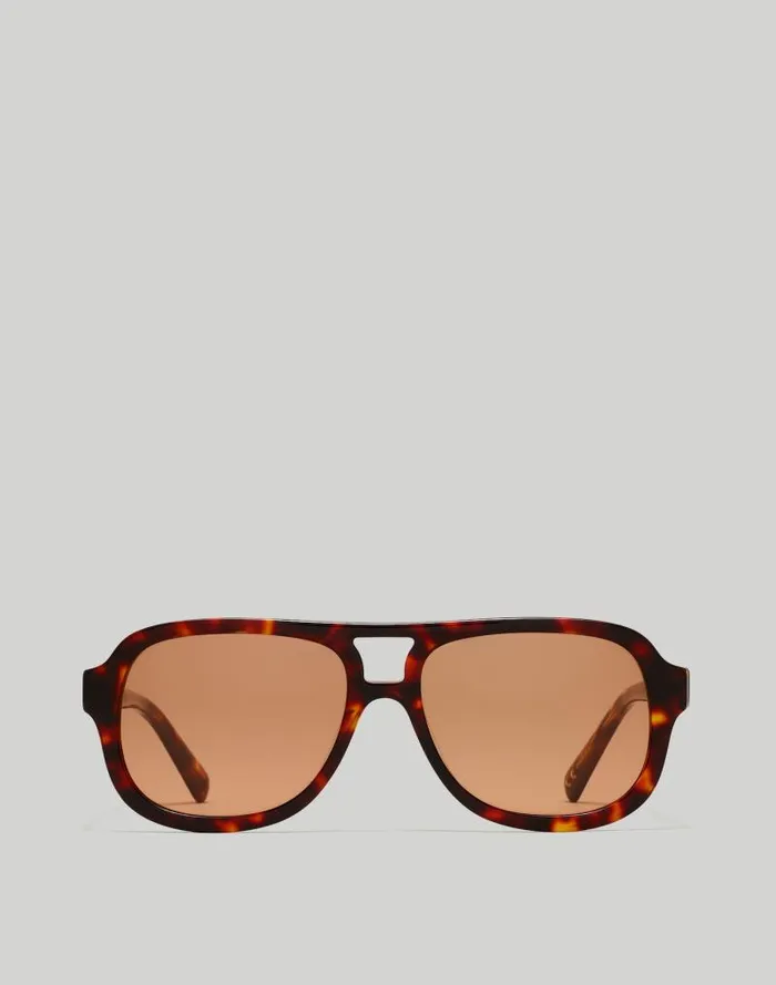 Women Logaan Aviator Sunglasses Dark Tortoise Madewell Sunglasses