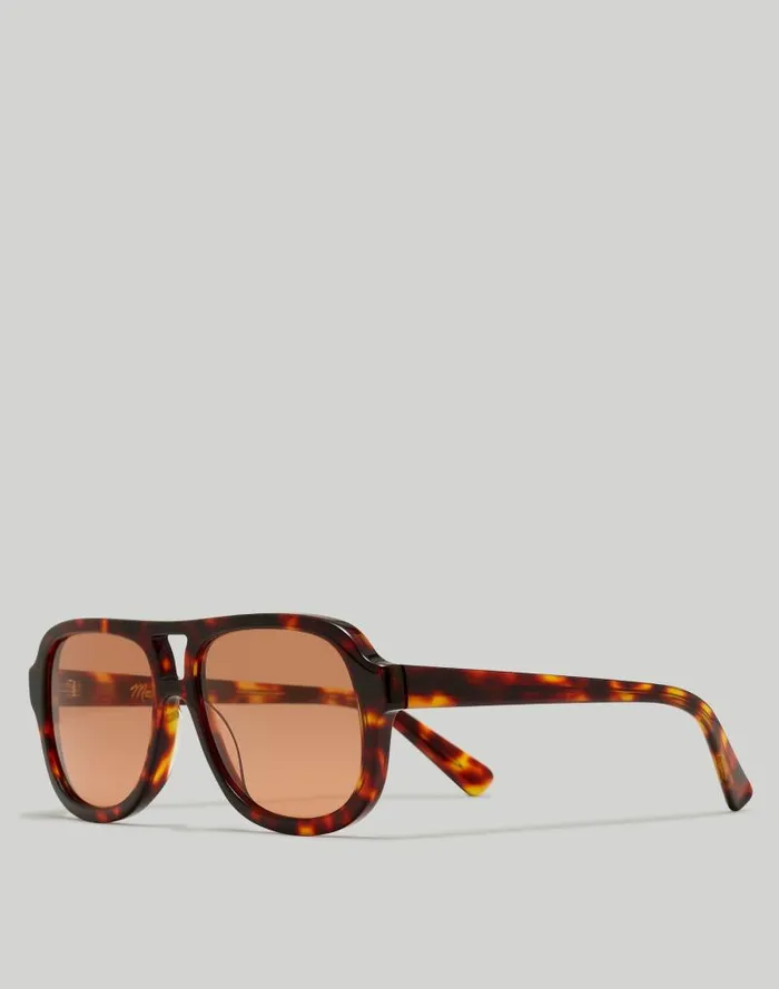 Women Logaan Aviator Sunglasses Dark Tortoise Madewell Sunglasses