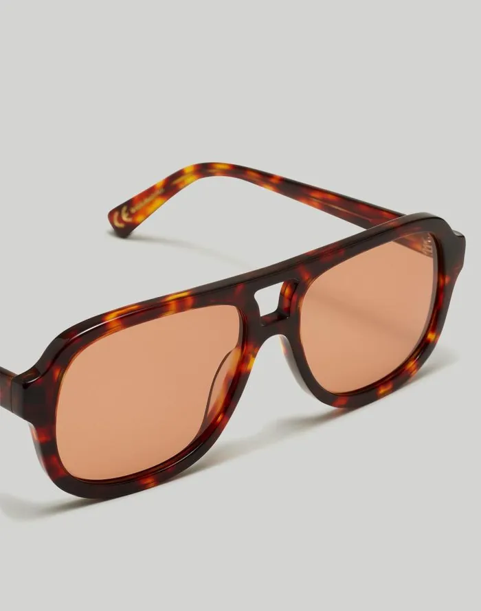 Women Logaan Aviator Sunglasses Dark Tortoise Madewell Sunglasses