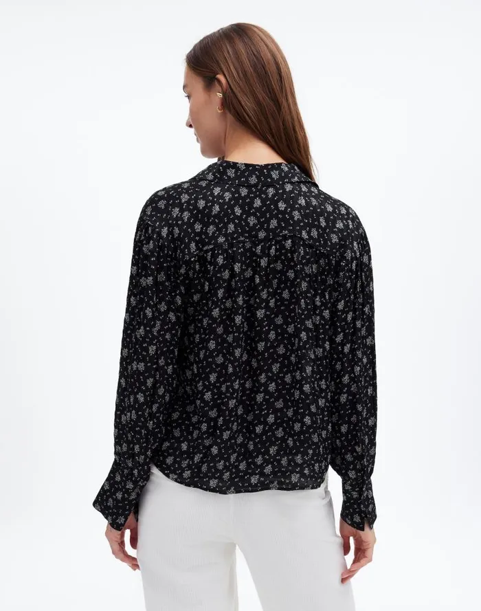 Women LongSleeve ButtonFront Top True Black Madewell Tops and Shirts