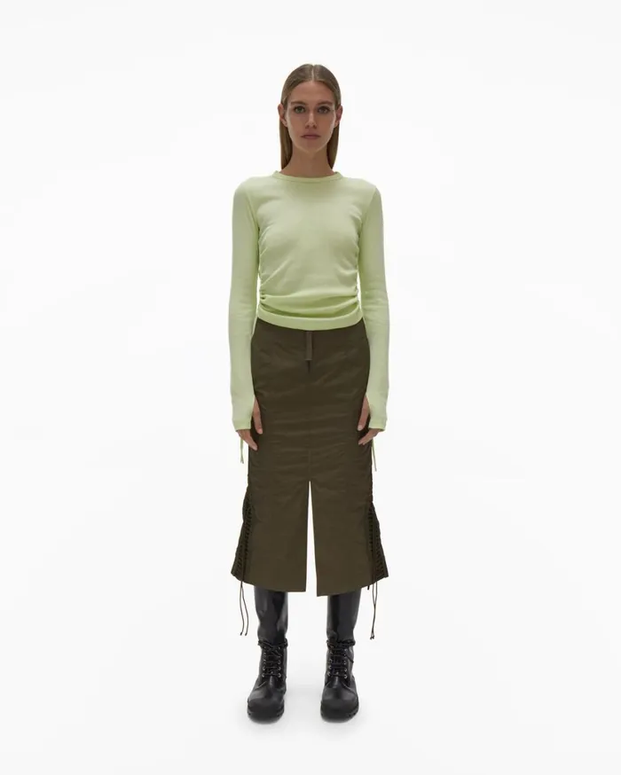 Women LongSleeve Lacing Top Acid Green Helmut Lang TShirts and Sweatshirts