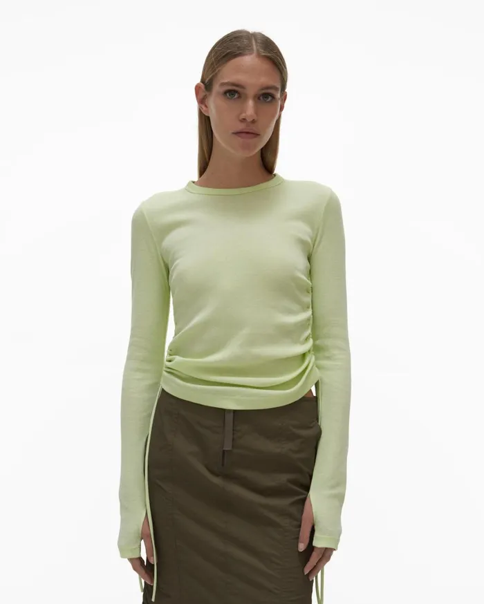 Women LongSleeve Lacing Top Acid Green Helmut Lang TShirts and Sweatshirts