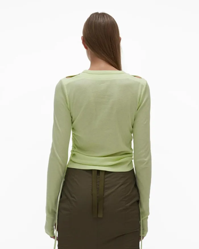Women LongSleeve Lacing Top Acid Green Helmut Lang TShirts and Sweatshirts