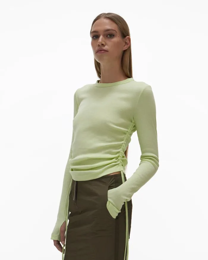 Women LongSleeve Lacing Top Acid Green Helmut Lang TShirts and Sweatshirts