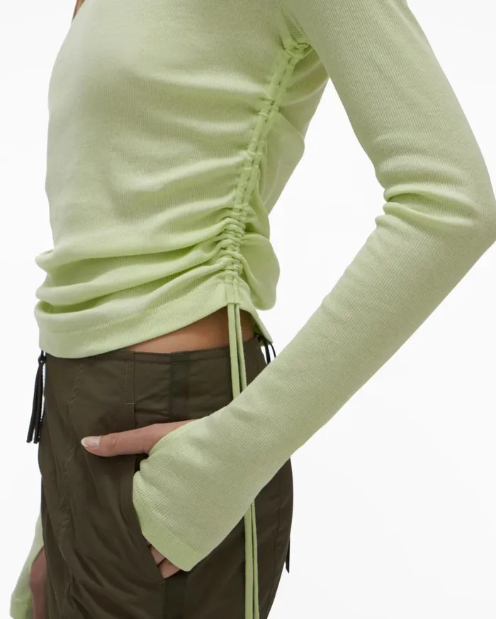 Women LongSleeve Lacing Top Acid Green Helmut Lang TShirts and Sweatshirts