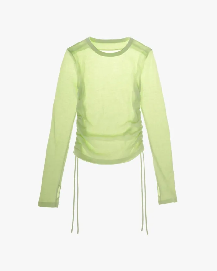 Women LongSleeve Lacing Top Acid Green Helmut Lang TShirts and Sweatshirts