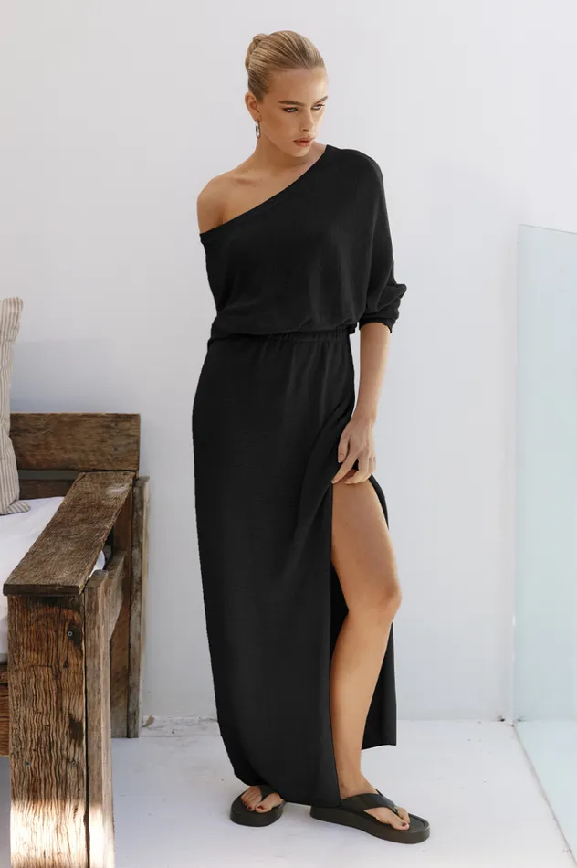 Women Long Sleeved Dresses Runaway The Label FLORIDA MAXI DRESS Black