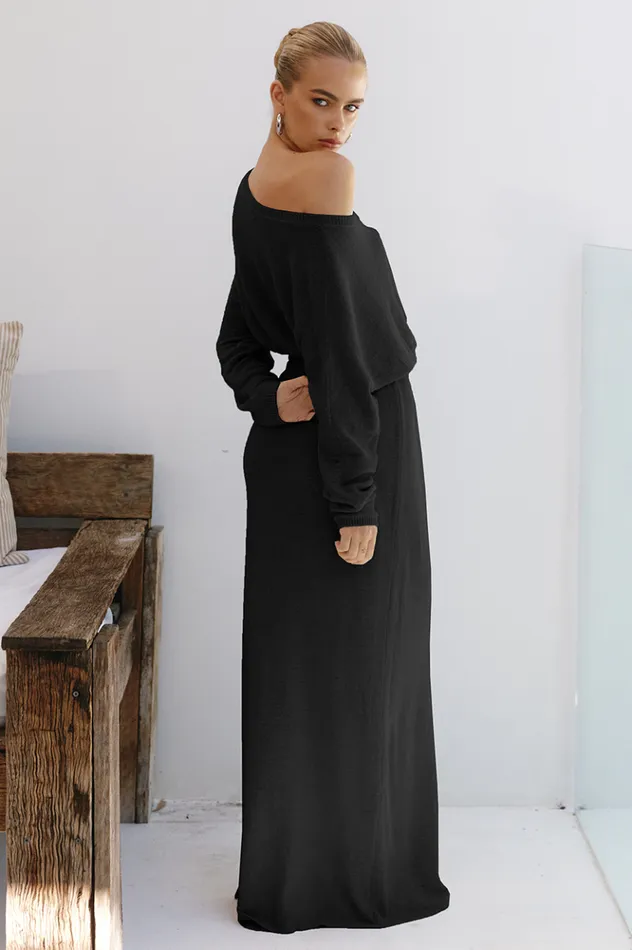 Women Long Sleeved Dresses Runaway The Label FLORIDA MAXI DRESS Black