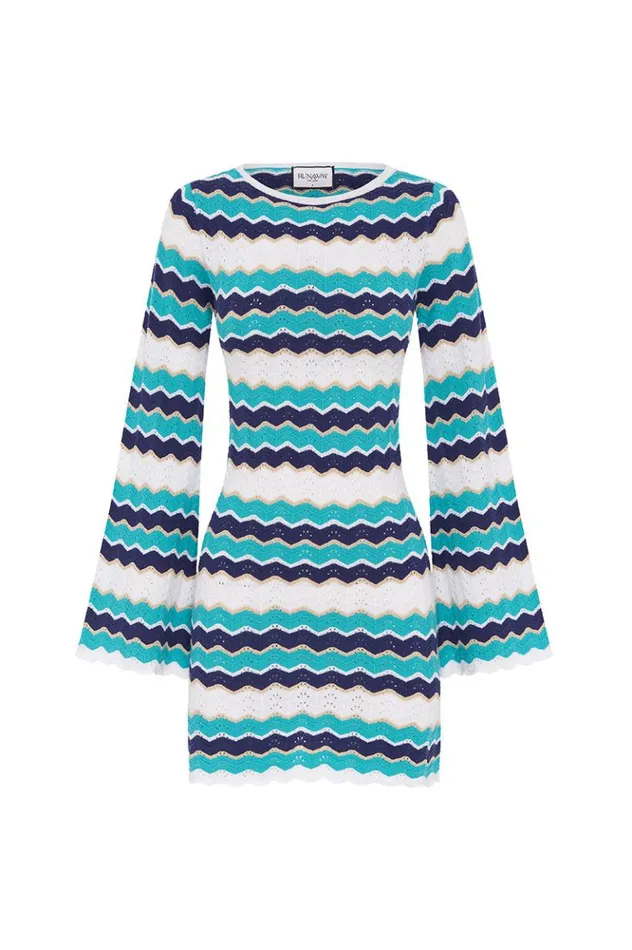 Women Long Sleeved Dresses Runaway The Label HUBERT MINI DRESS Blue Multi