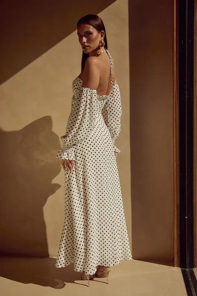 Women Long Sleeved Dresses Runaway The Label KARMA MAXI DRESS White Polka
