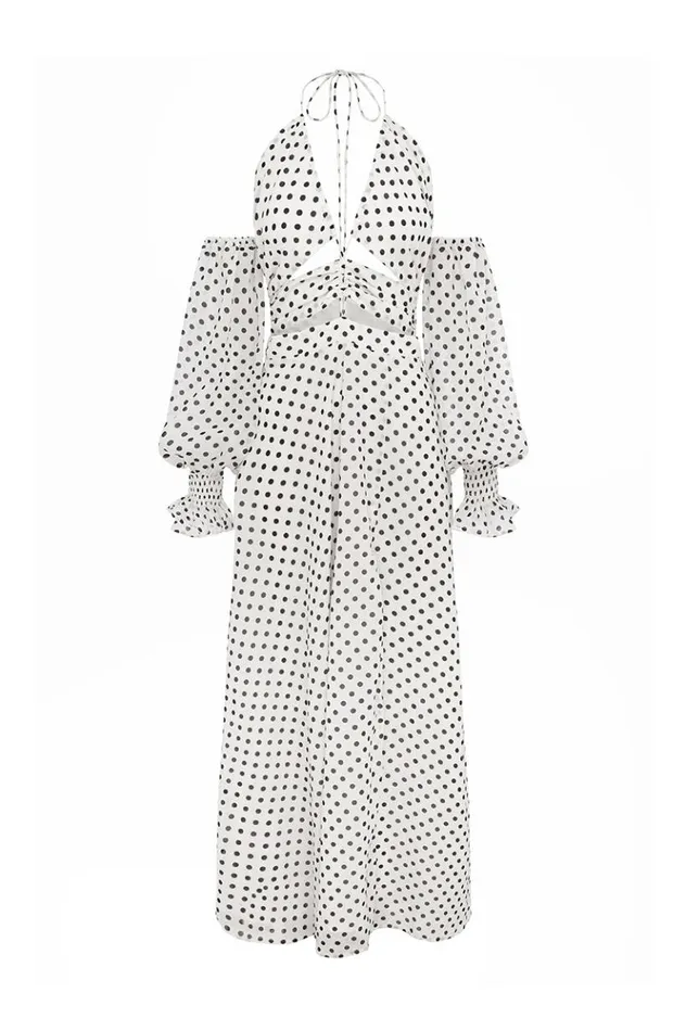 Women Long Sleeved Dresses Runaway The Label KARMA MAXI DRESS White Polka