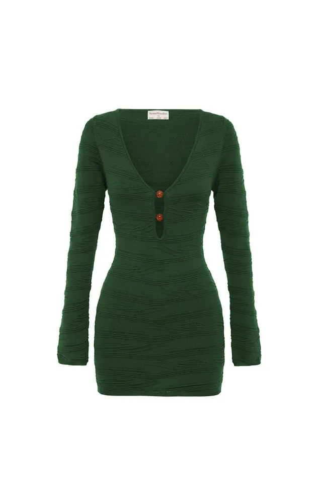 Women Long Sleeved Dresses Runaway The Label MODELLA MINI DRESS Emerald Green