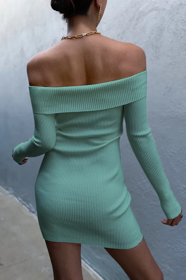 Women Long Sleeved Dresses Runaway The Label Paloma Knit Dress Moss Women Long Sleeved Dresses Runaway The Label Paloma Knit Dress Moss