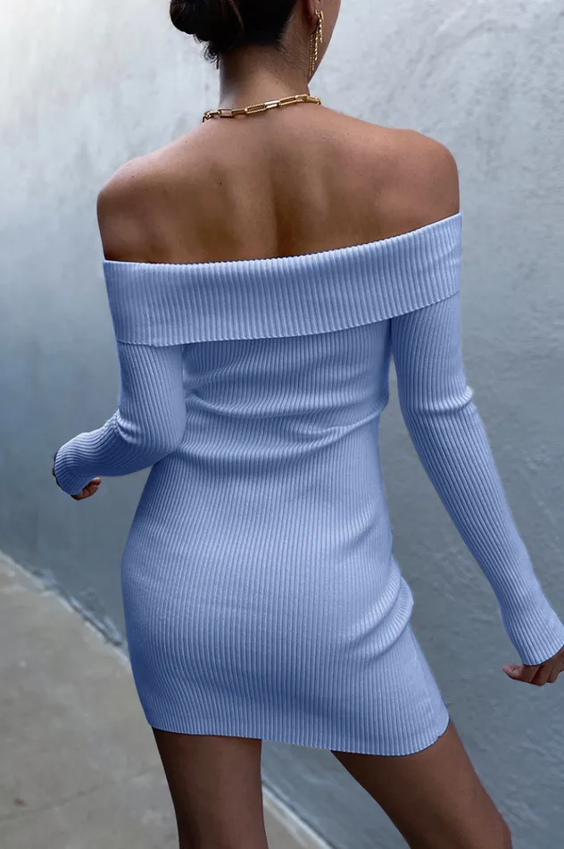 Women Long Sleeved Dresses Runaway The Label Paloma Knit Dress Periwinkle Women Long Sleeved Dresses Runaway The Label Paloma Knit Dress Periwinkle