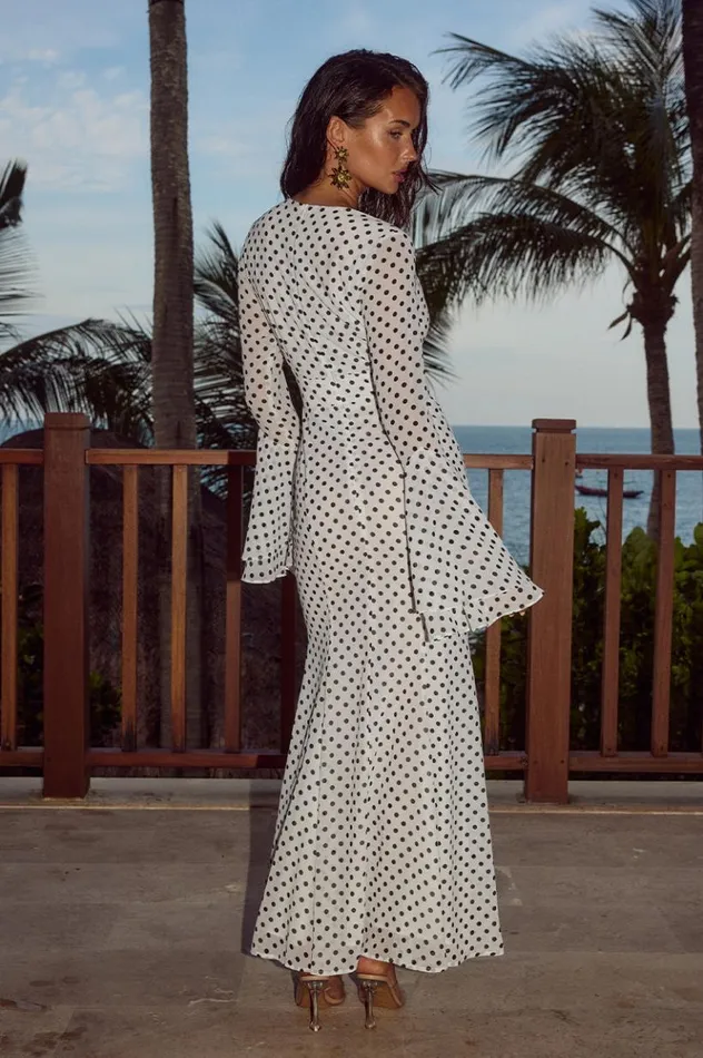 Women Long Sleeved Dresses Runaway The Label SARI MAXI DRESS White Polka