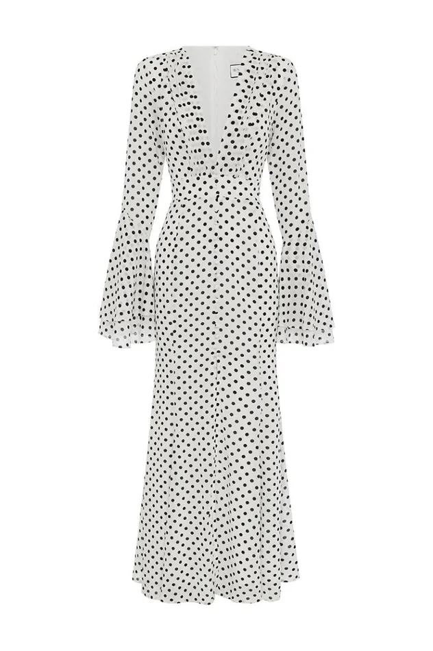 Women Long Sleeved Dresses Runaway The Label SARI MAXI DRESS White Polka