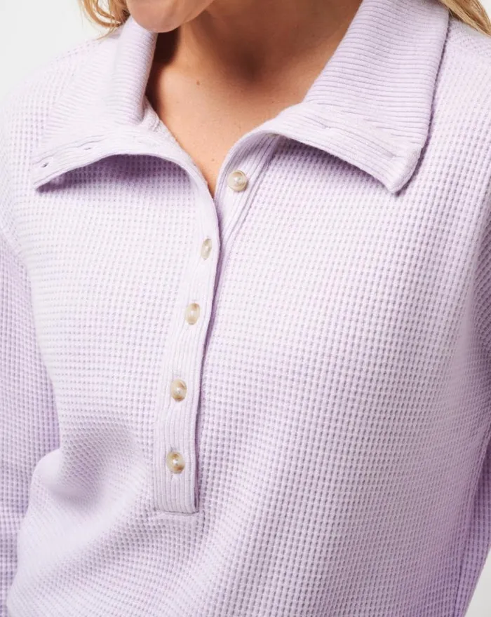 Women LONG WEEKEND HENLEY Heather Iris TravisMathew Shirts and Tops
