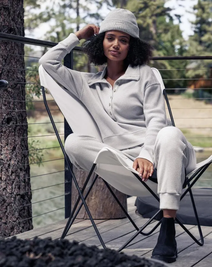 Women LONG WEEKEND HENLEY Heather Light Grey TravisMathew Shirts and Tops