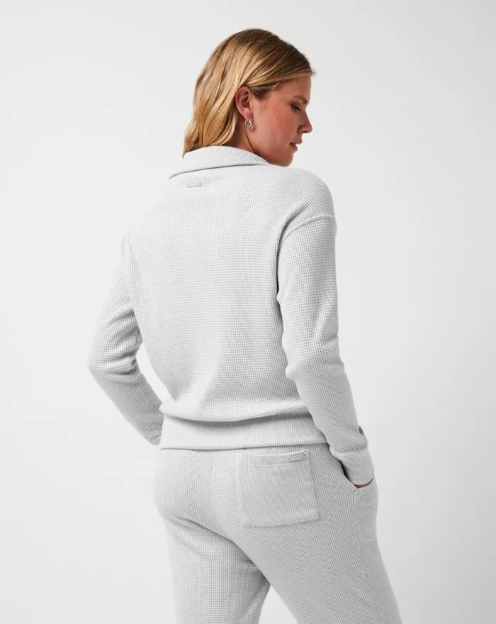 Women LONG WEEKEND HENLEY Heather Light Grey TravisMathew Shirts and Tops