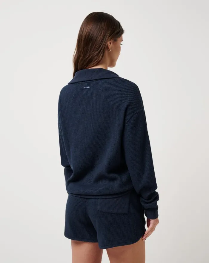 Women LONG WEEKEND HENLEY Navy Blazer TravisMathew Shirts and Tops