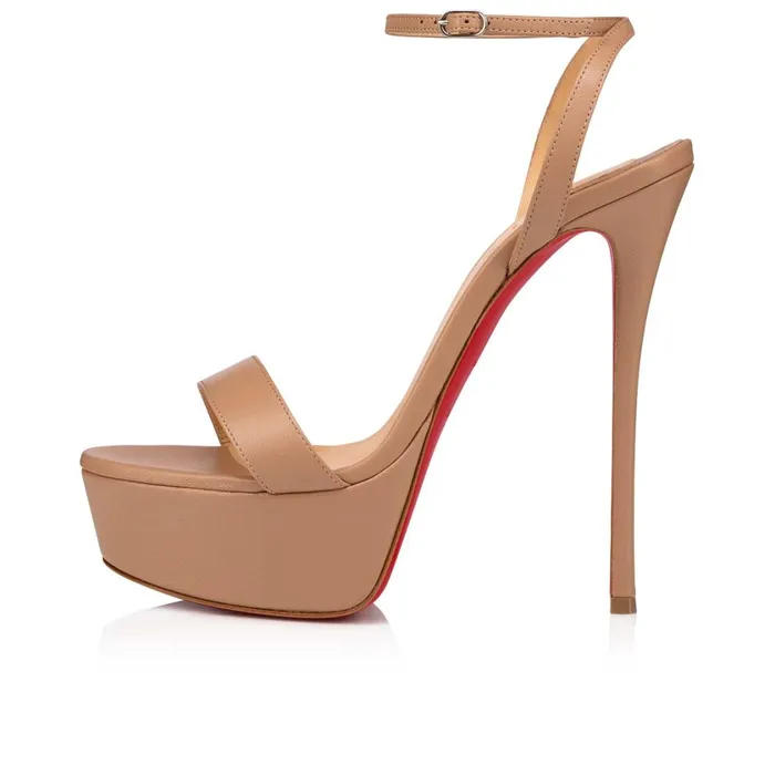 Women Loubi Queen Alta 150 Mm Sandals 8211 Nappa Leather 8211 Nude Nude Christian Louboutin Platforms