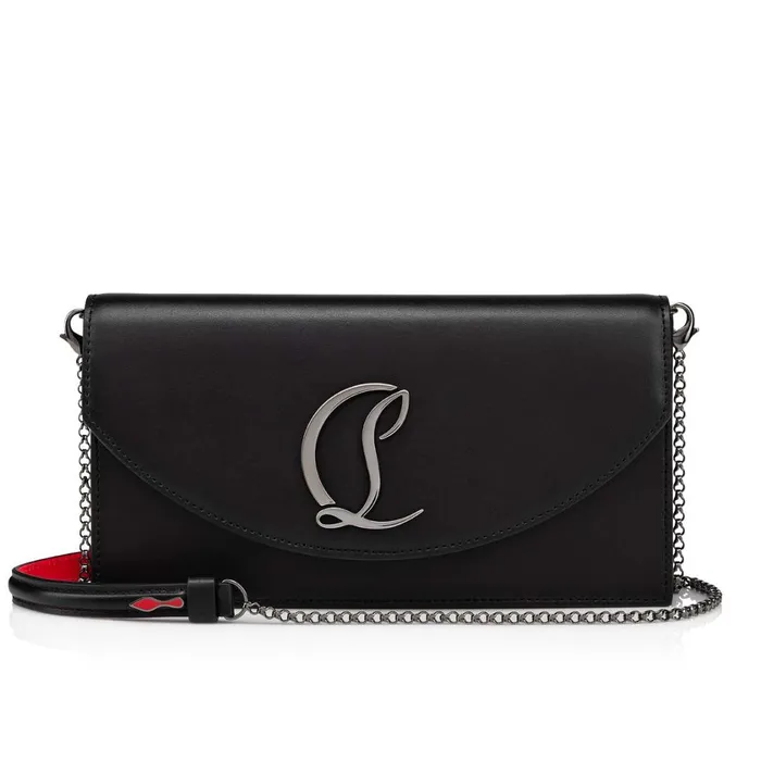 Women Loubi54 Clutch 8211 Calf Leather And Metal 8211 Black Black Christian Louboutin Shoulder Bags