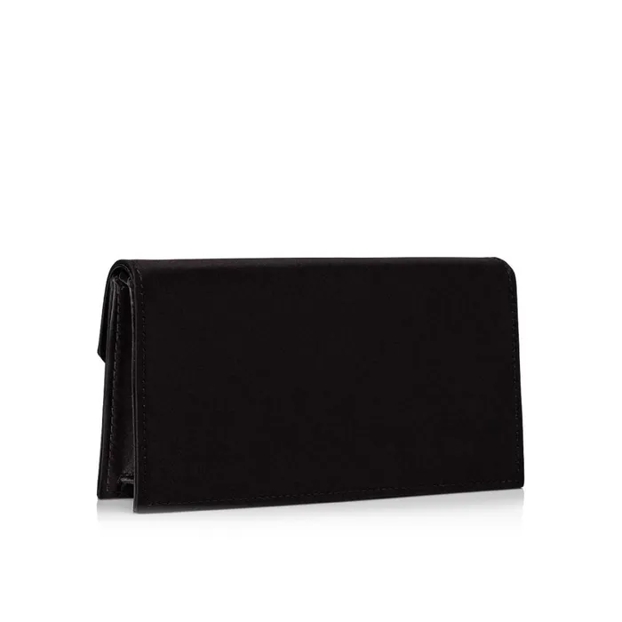 Women Loubi54 Small Clutch 8211 Satin And Strass 8211 Black Black Christian Louboutin Crossbody Bags