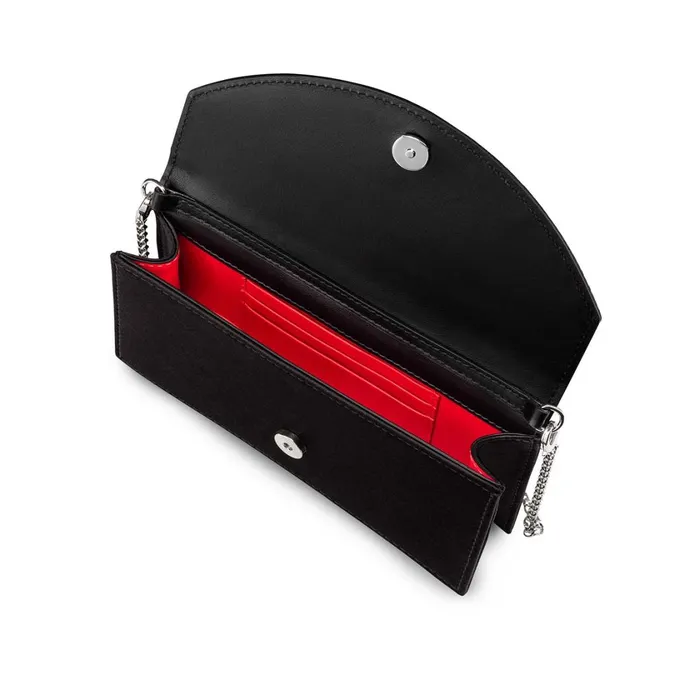 Women Loubi54 Small Clutch 8211 Satin And Strass 8211 Black Black Christian Louboutin Crossbody Bags