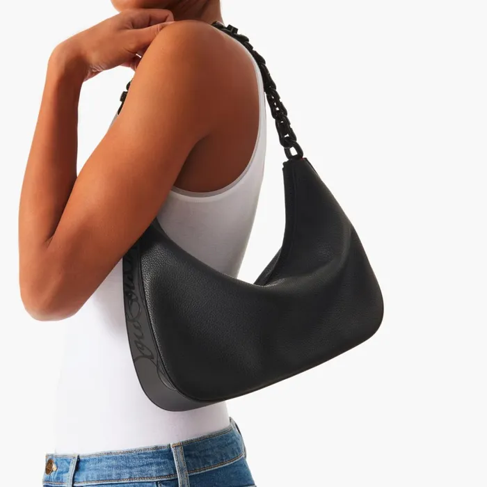 Women Loubila Chain Large Shoulder Bag 8211 Grained Calf Leather 8211 Black Black Christian Louboutin Shoulder Bags