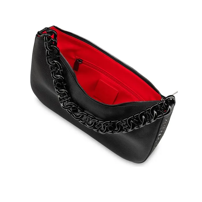 Women Loubila Chain Large Shoulder Bag 8211 Grained Calf Leather 8211 Black Black Christian Louboutin Shoulder Bags