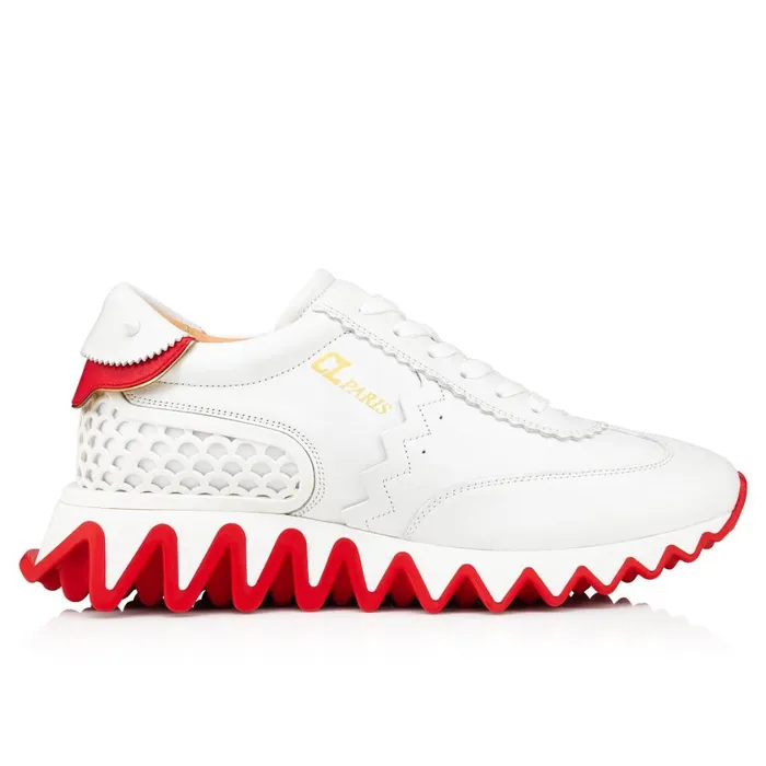 Women Loubishark Woman Sneakers 8211 Calf Leather And Neoprene 8211 Bianco Bianco Christian Louboutin Sneakers