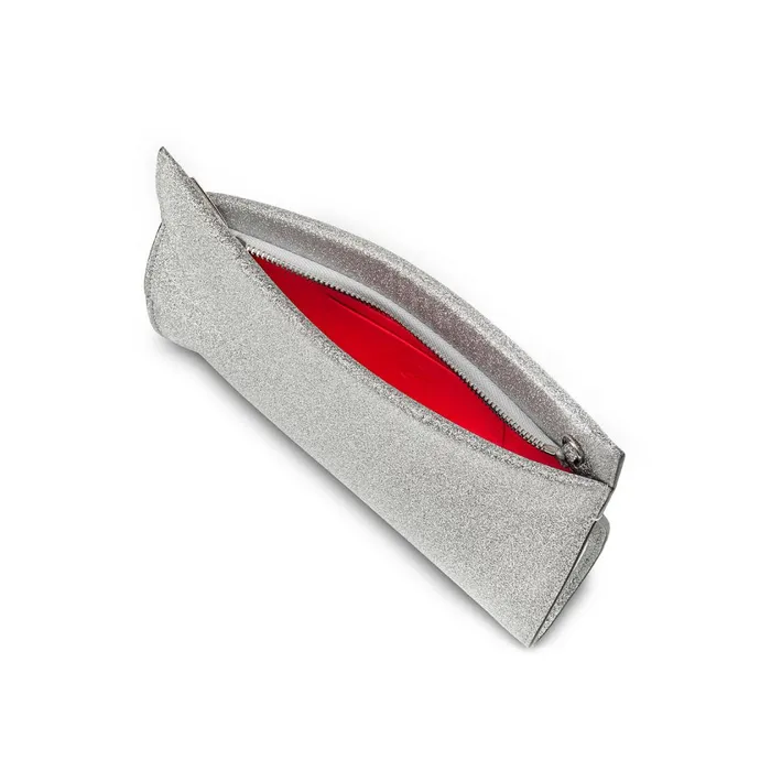 Women Loubitwist Small Clutch 8211 Glittered Calf Leather 8211 Silver Silver Christian Louboutin Clutches and Evening Bags
