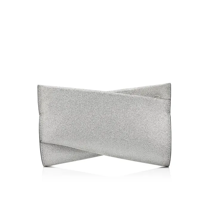 Women Loubitwist Small Clutch 8211 Glittered Calf Leather 8211 Silver Silver Christian Louboutin Clutches and Evening Bags