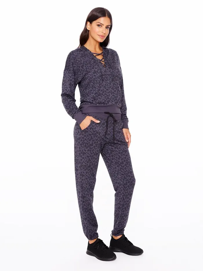 Women Loungewear Jessica Simpson Felicity Jogger In Black Painted Leopard Black Painted Leopard