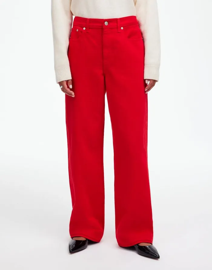 Women LowSlung Baggy Jeans Bright Cherry Madewell Jeans