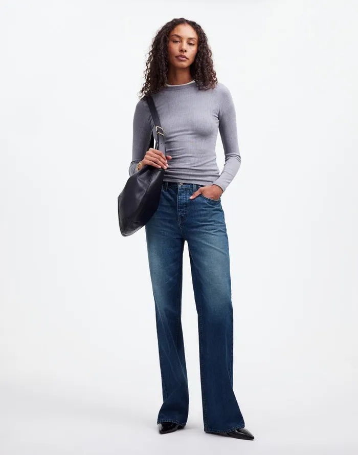 Women LowSlung Baggy Jeans Moffat Wash Madewell Jeans