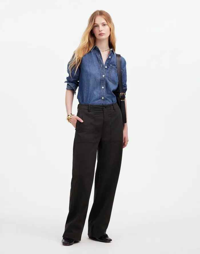 Women LowSlung Baggy Utility Pants Almost Black Madewell Pants
