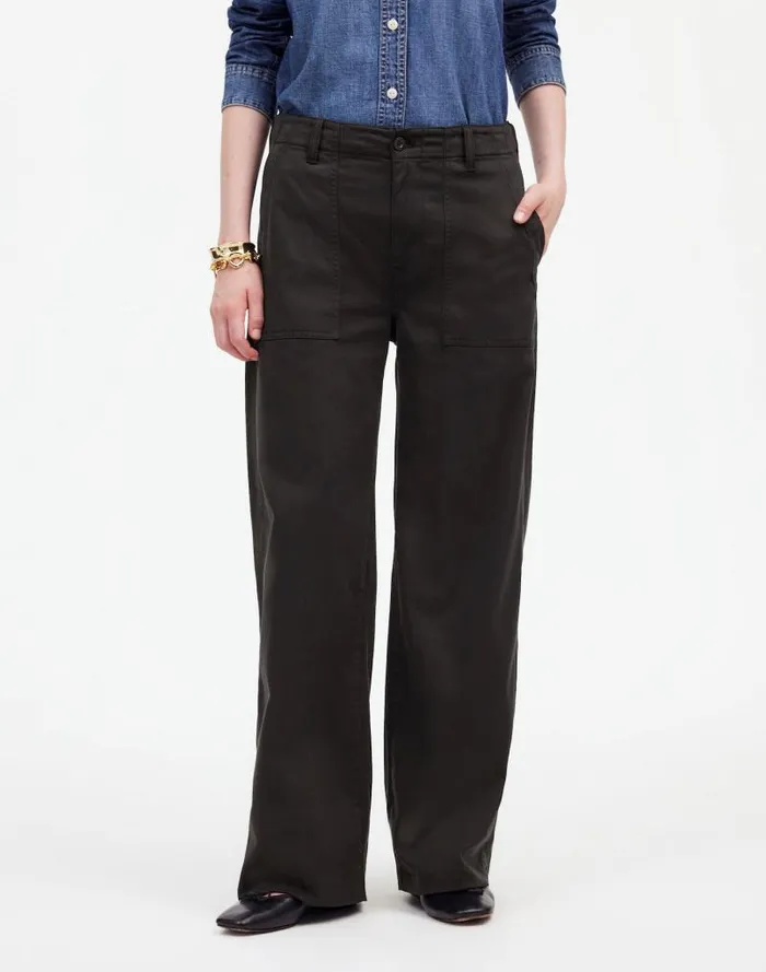 Women LowSlung Baggy Utility Pants Almost Black Madewell Pants