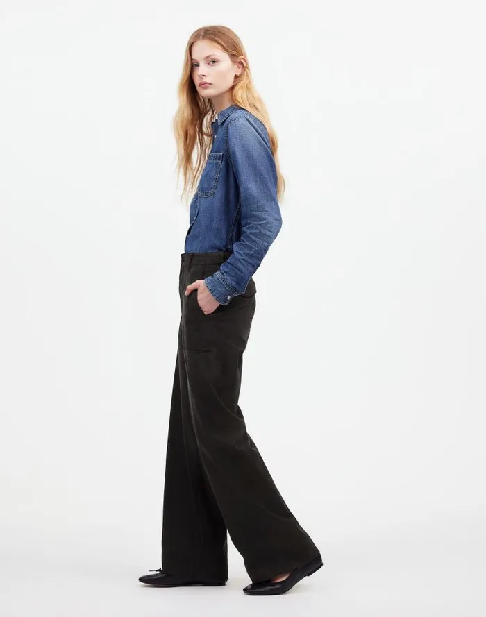 Women LowSlung Baggy Utility Pants Almost Black Madewell Pants