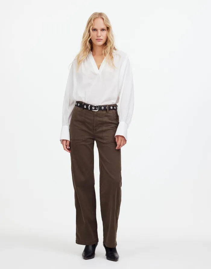 Women LowSlung Baggy Utility Pants Field Olive Madewell Pants