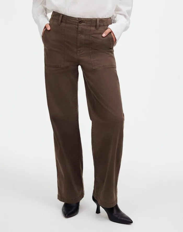 Women LowSlung Baggy Utility Pants Field Olive Madewell Pants