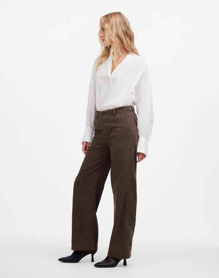 Women LowSlung Baggy Utility Pants Field Olive Madewell Pants