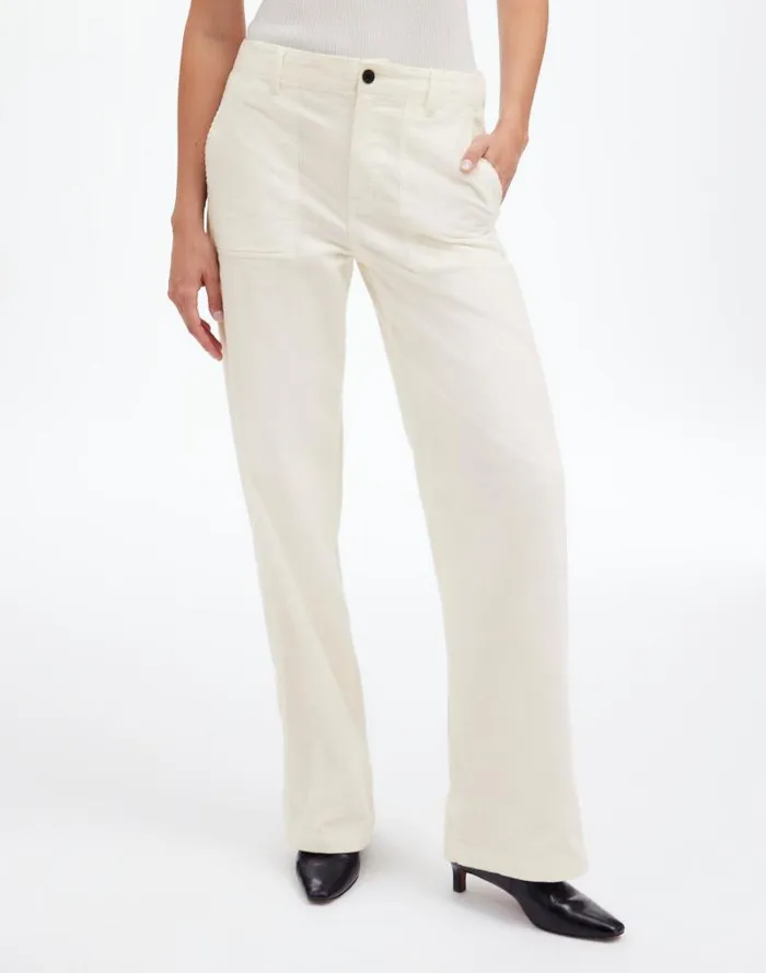 Women LowSlung Baggy Utility Pants In Corduroy Winter White Madewell Pants