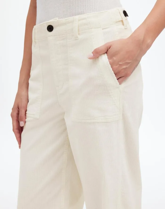 Women LowSlung Baggy Utility Pants In Corduroy Winter White Madewell Pants