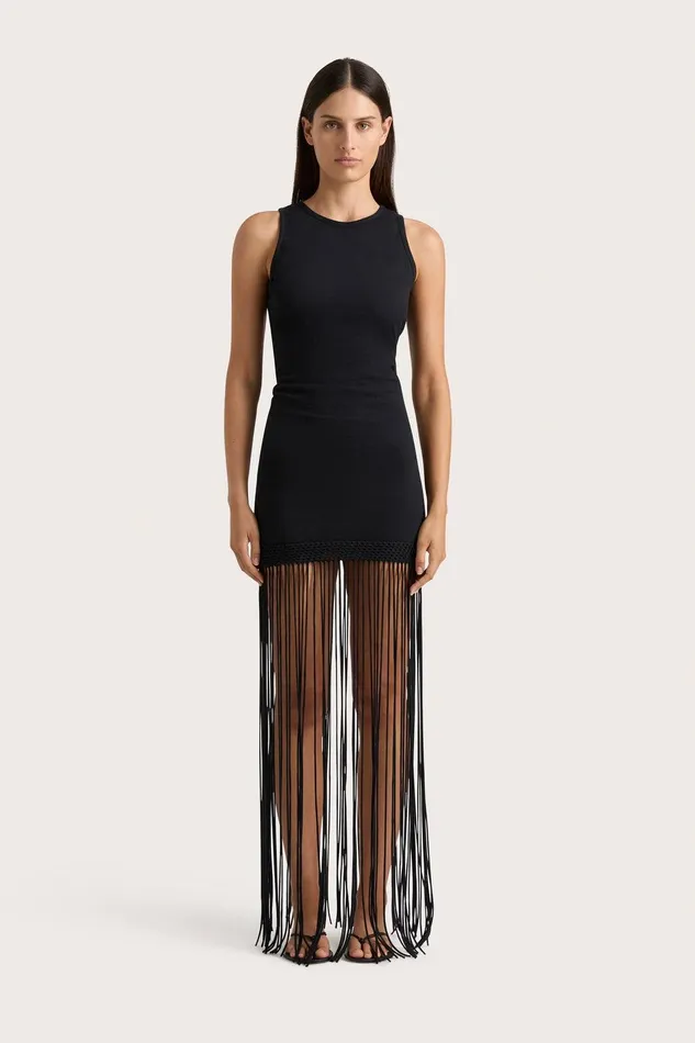 Women Maceio Fringed Dress Black Faithfull The Brand Dresses