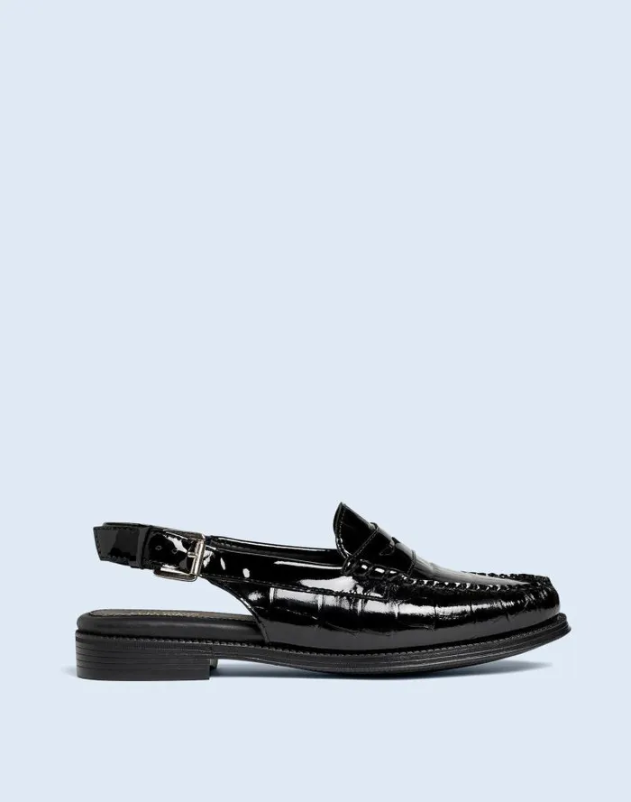 Women Madewell X GHBASS Whitney Sling Back Weejuns Loafers Black Madewell Flats and Loafers