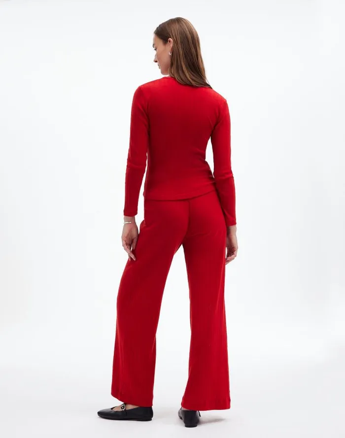 Women Madewell X LESET Pointelle Perfect Tee and Pant Set Red Madewell Tees